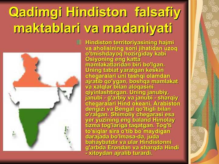 Qadimgi Hindiston  falsafiy maktablari va madaniyati