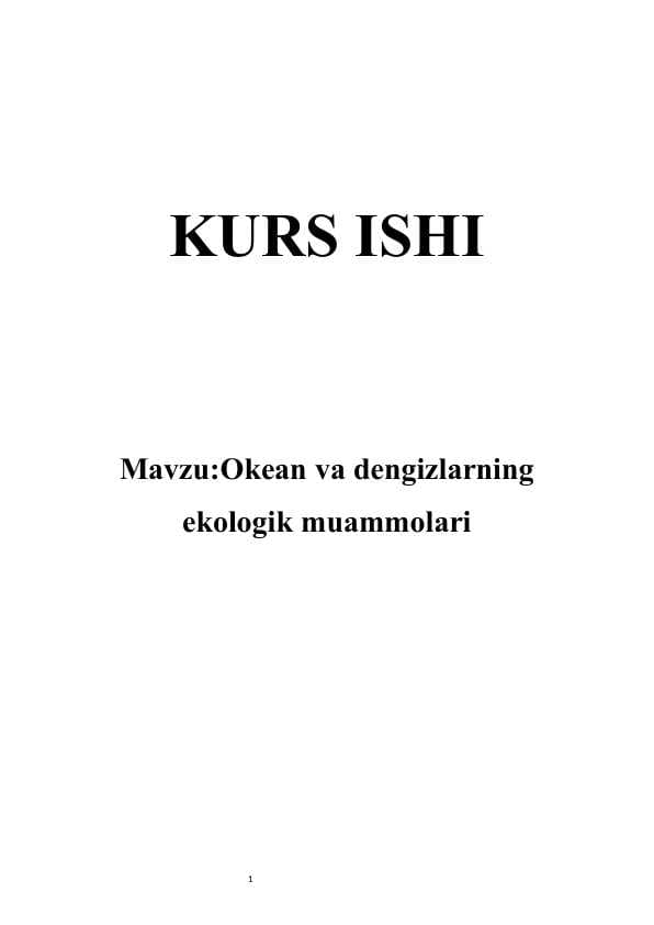 Okean va dengizlarning ekologik muammolari