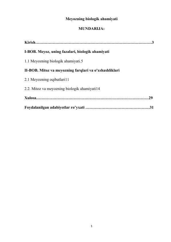 Meyozning biologik ahamiyati