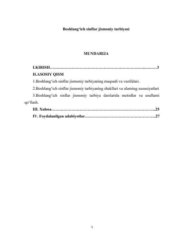 Boshlang‘ich sinflar jismoniy tarbiyasi