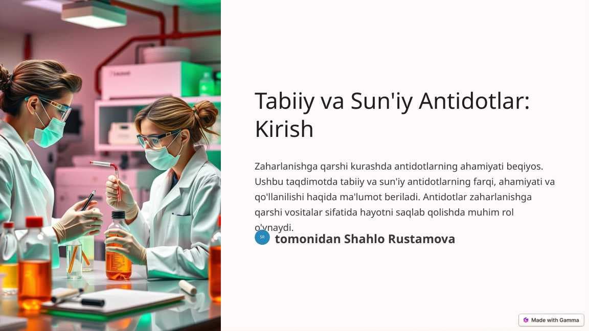 Tabiiy va suniy antidotlar