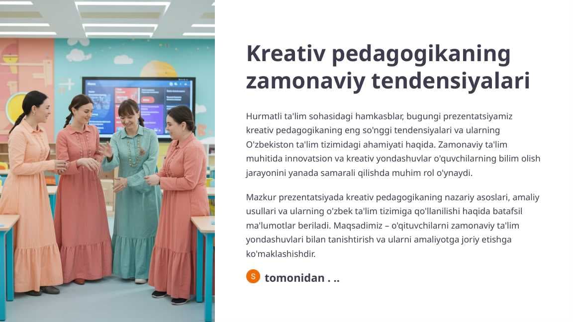 Kreativ pedagogikaning zamonaviy tendensiyalari