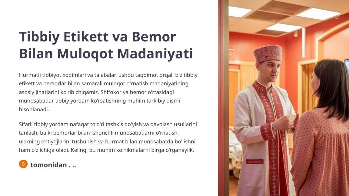 Tibbiy Etikett va Bemor Bilan Muloqot Madaniyati