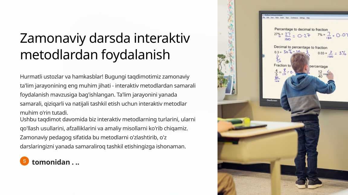 Zamonaviy darsda interaktiv metodlardan foydalanish