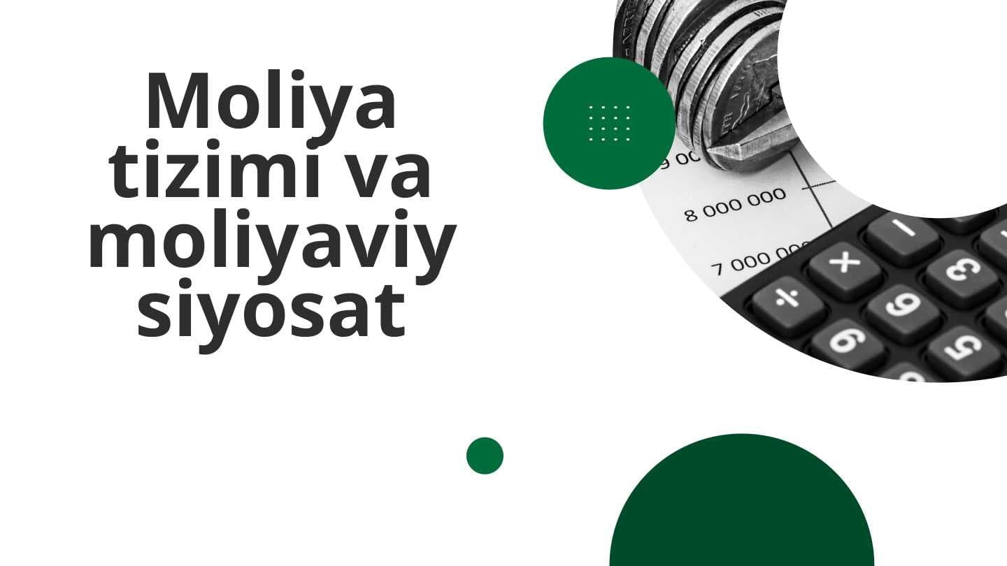 Moliya tizimi va moliyaviy siyosat