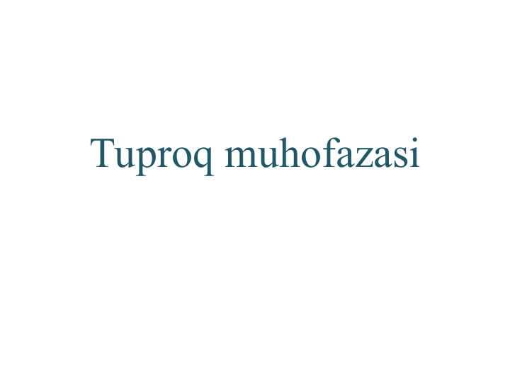Tuproq muhofazasi