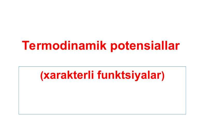 Termodinamik potensiallar