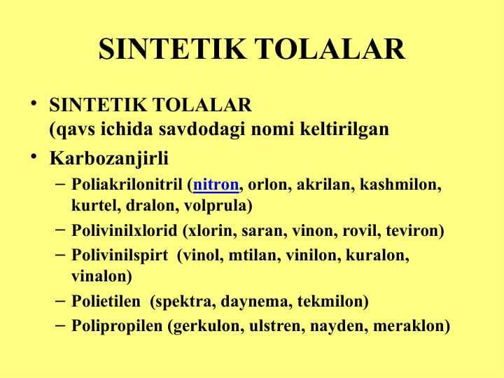 SINTETIK TOLALAR