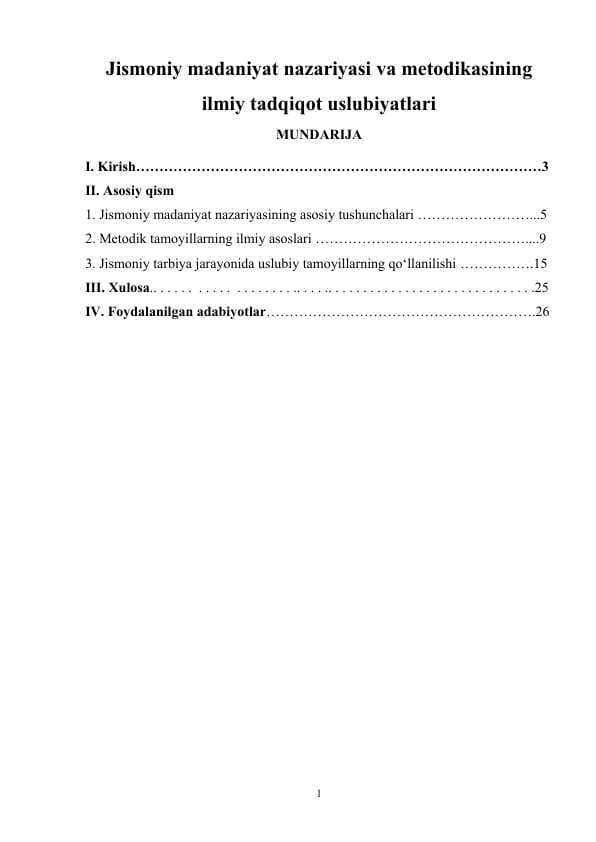 Jismoniy madaniyat nazariyasi va metodikasining ilmiy tadqiqot uslubiyatlari