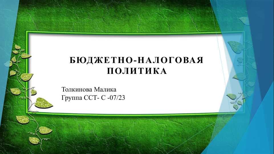 Бюджетно-налоговая политика
