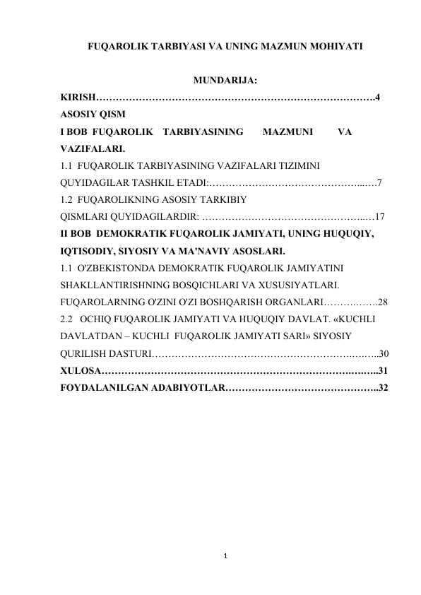 FUQAROLIK TARBIYASI VA UNING MAZMUN MOHIYATI
