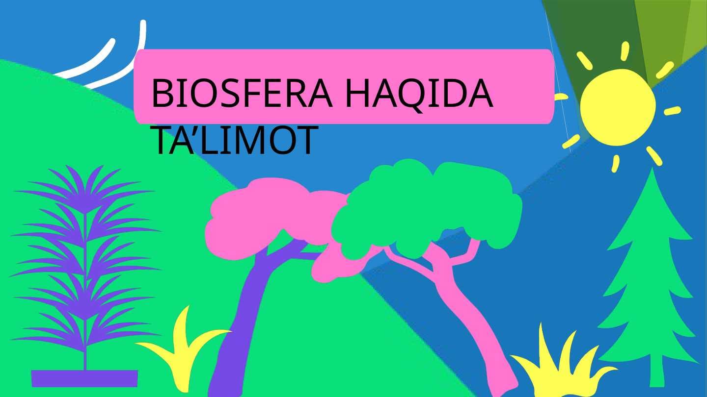 BIOSFERA HAQIDA TA’LIMOT