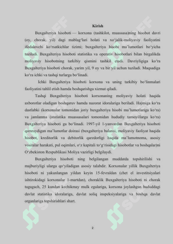 Buxgalteriya hisobotining mohiyati, ahamiyati va tarkibi