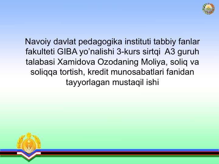 Aksiz soliqlari slayd ppt