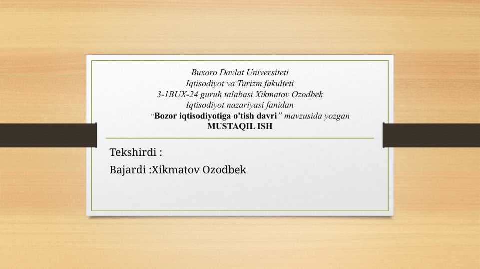 bozor iqtisodiyoti