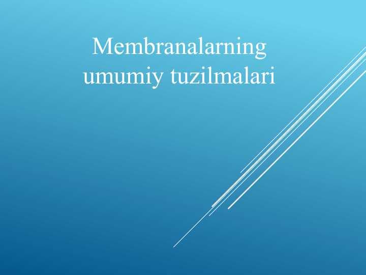 Membranalarning umumiy tuzilmalari
