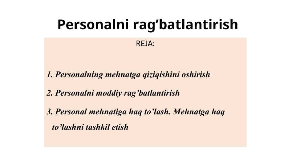 Personalni rag’batlantirishPersonalni rag’batlantirish