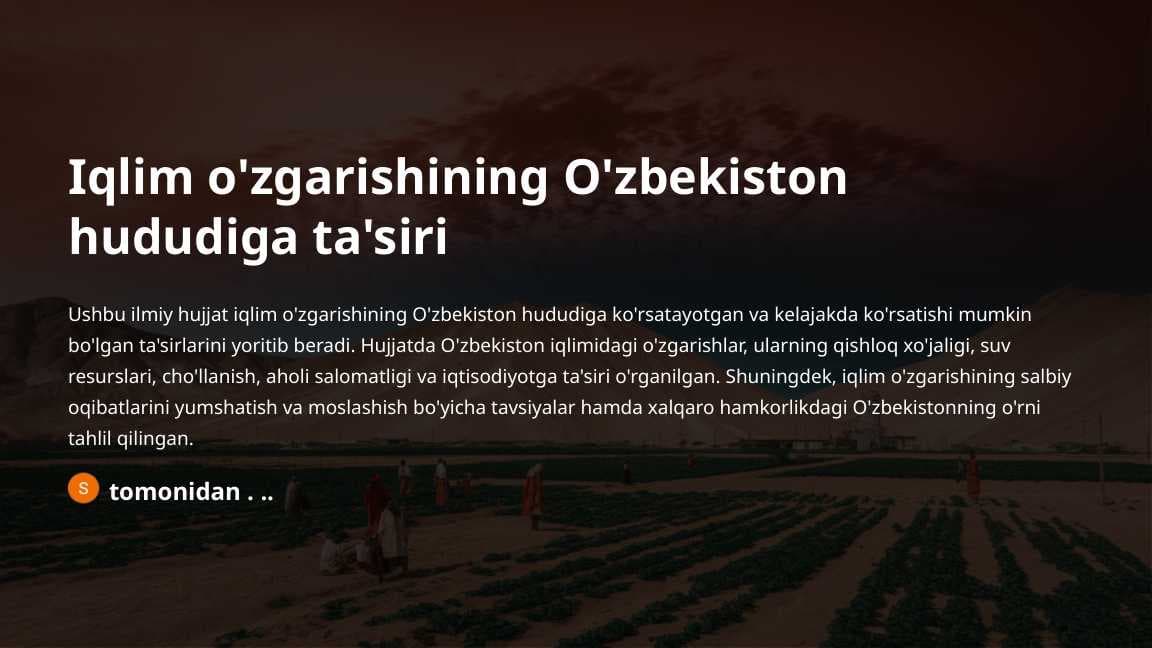 Iqlim o'zgarishining O'zbekiston hududiga ta'siri