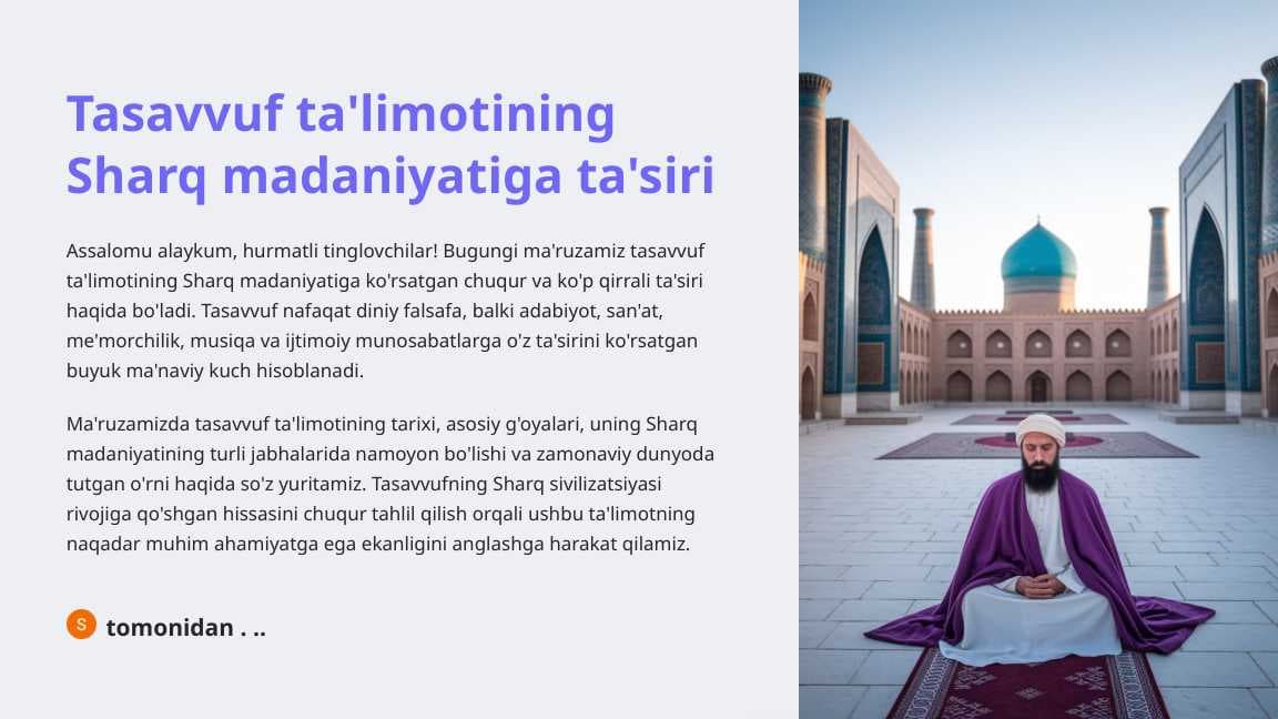 Tasavvuf ta'limotining Sharq madaniyatiga ta'siri