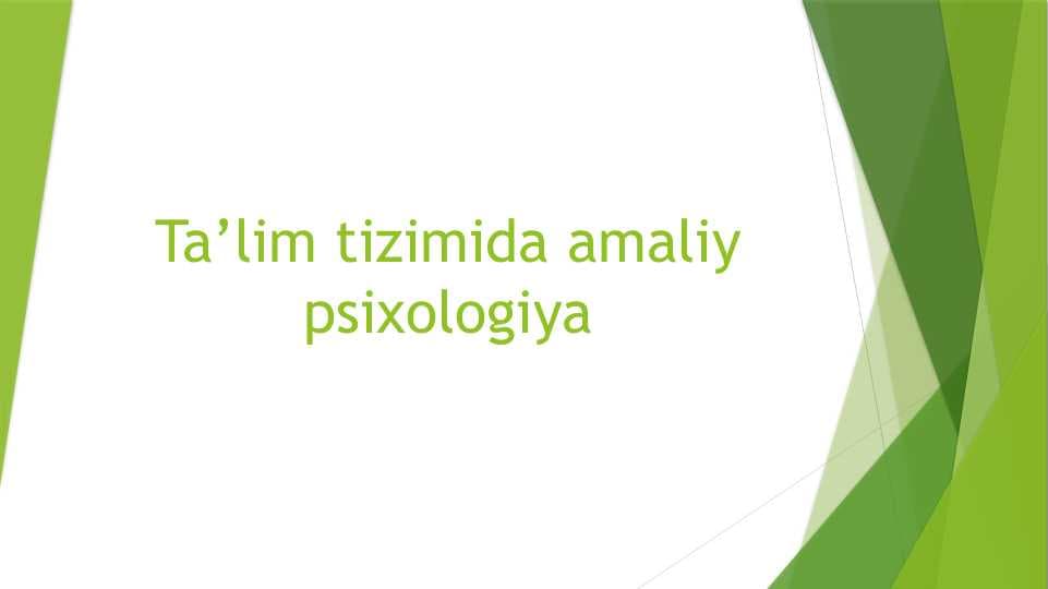 Ta’lim tizimida psixologik xizmat