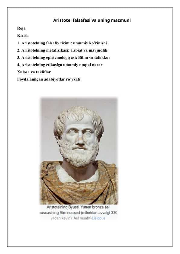 Aristotel falsafasi va uning mazmuni 25