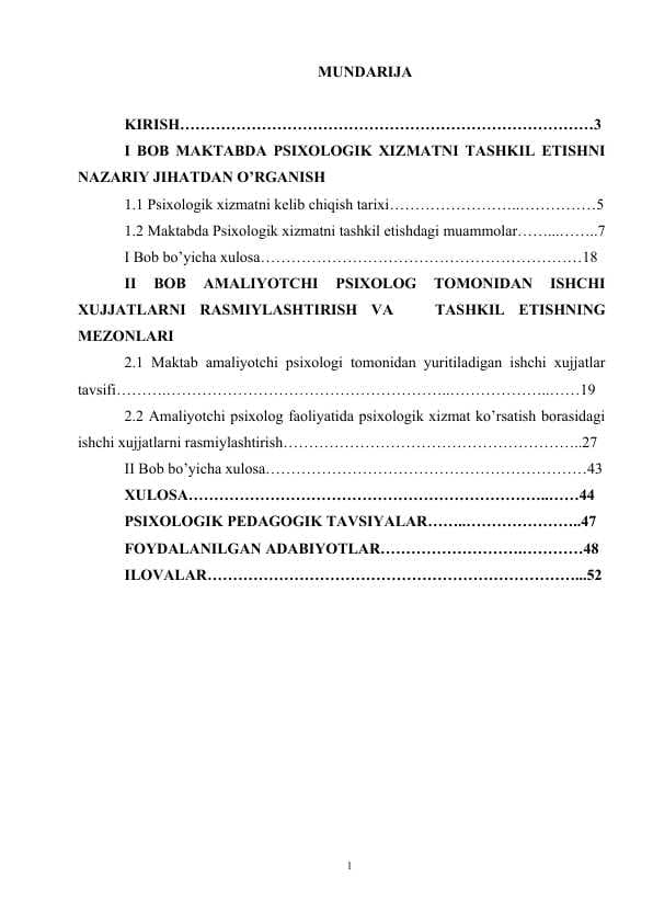 maktabda psixologik xizmat tuzulmasini tashkil etish