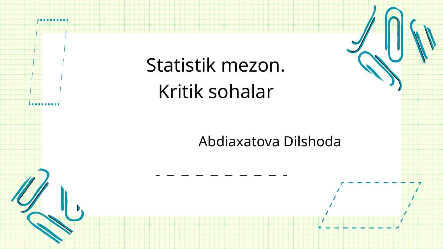 Statistik mezon. Kritik sohalar