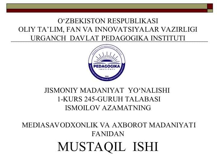 Ijtimoiy tarmoglar vaularning axborottarqatishdagi roli.