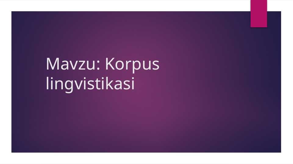 Korpus lingvistikasi