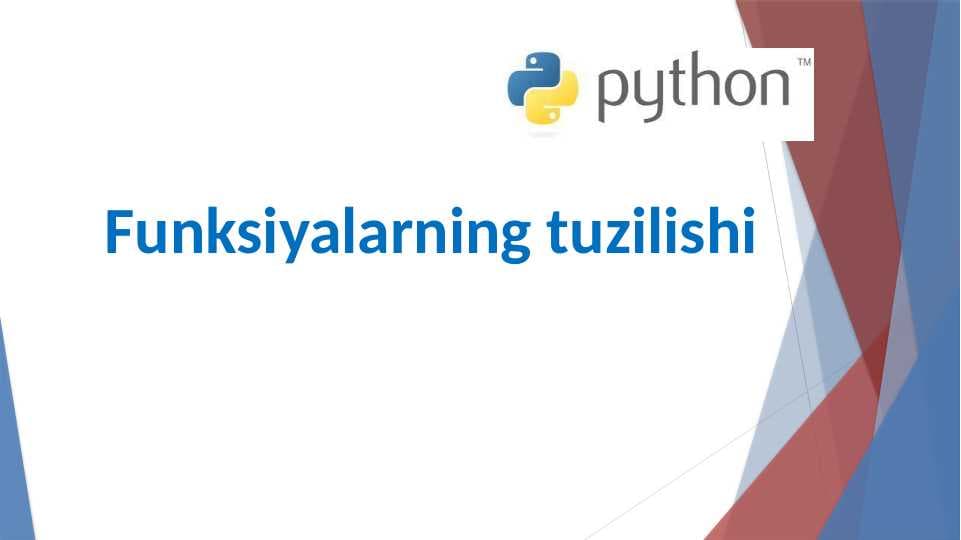 Funksiyalarning tuzilishi