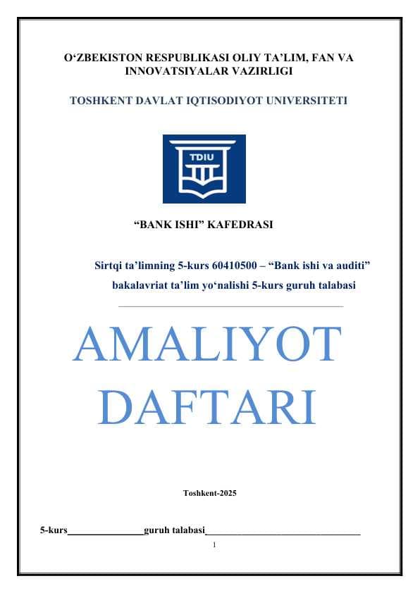 Asakabank amaliyot hujjati 5 kurs