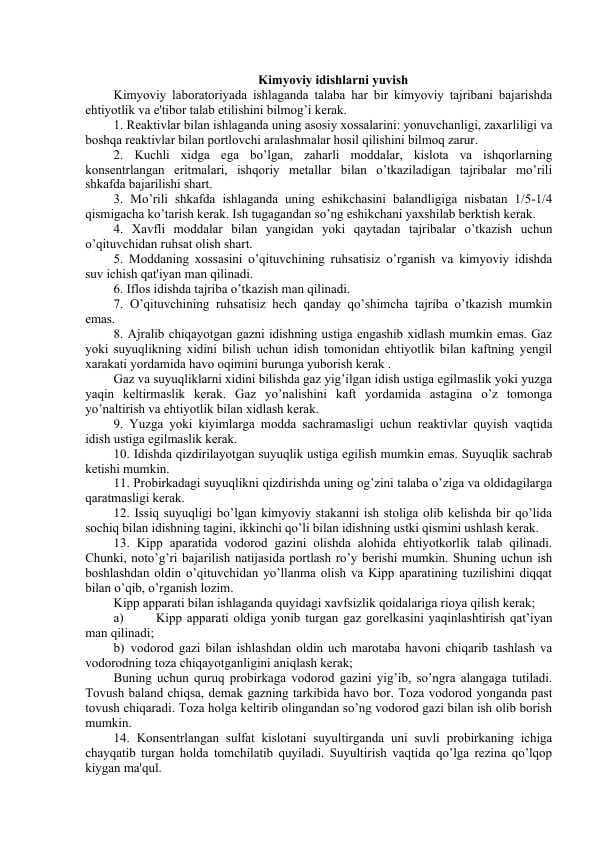 Kimyoviy idishlarni yuvish