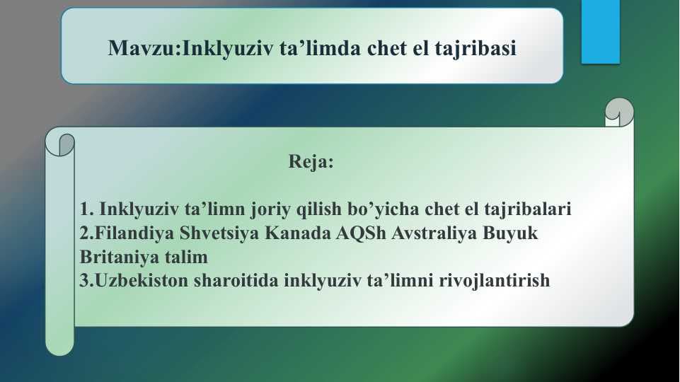 Inklyuziv ta’limda chet el tajribasi