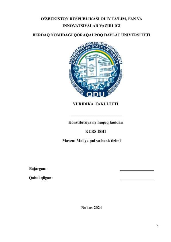 Moliya pul va bank tizimi