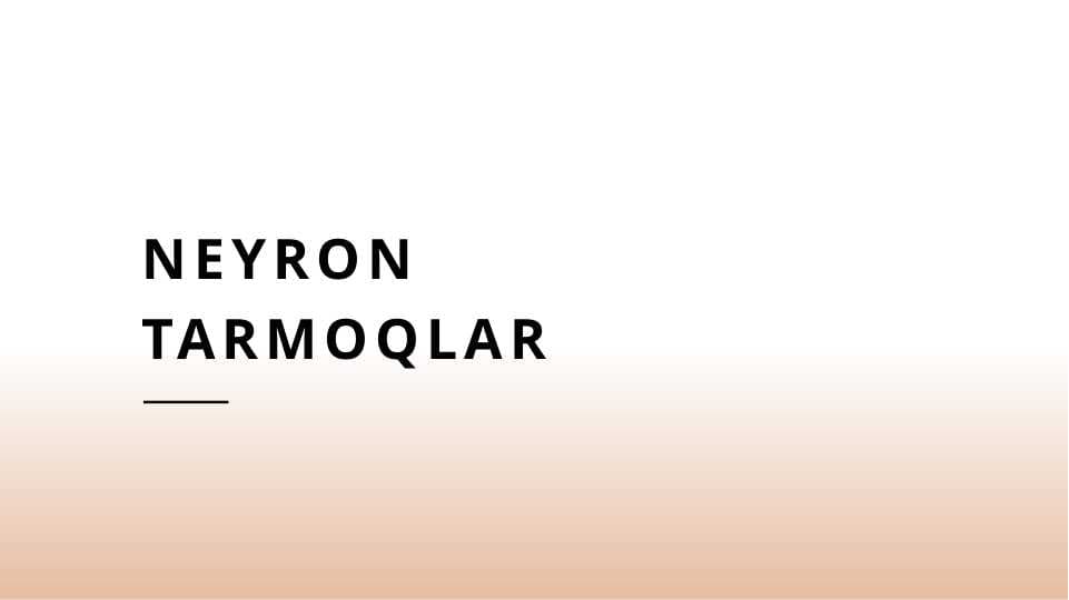 Neyron Tarmoqlar