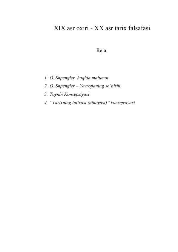 XIX asr oxiri - XX asr tarix falsafasi