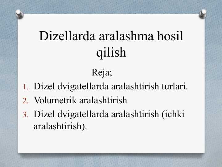 Dizellarda aralashma hosil qilish