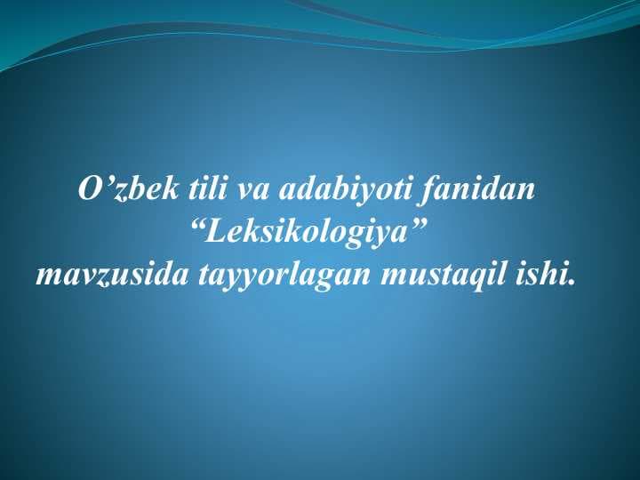 Leksikologiya