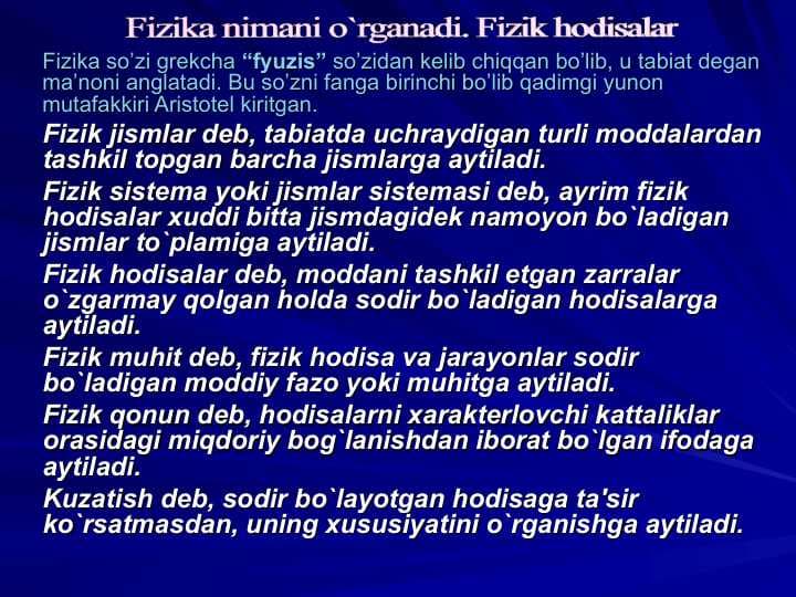 fizik hodisalar