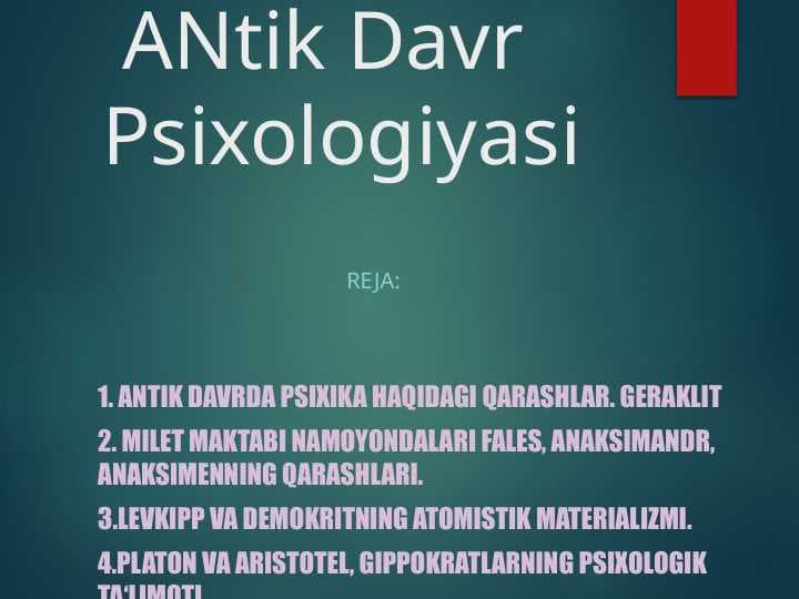 ANtik Davr PsixologiyasiANtik Davr Psixologiyasi