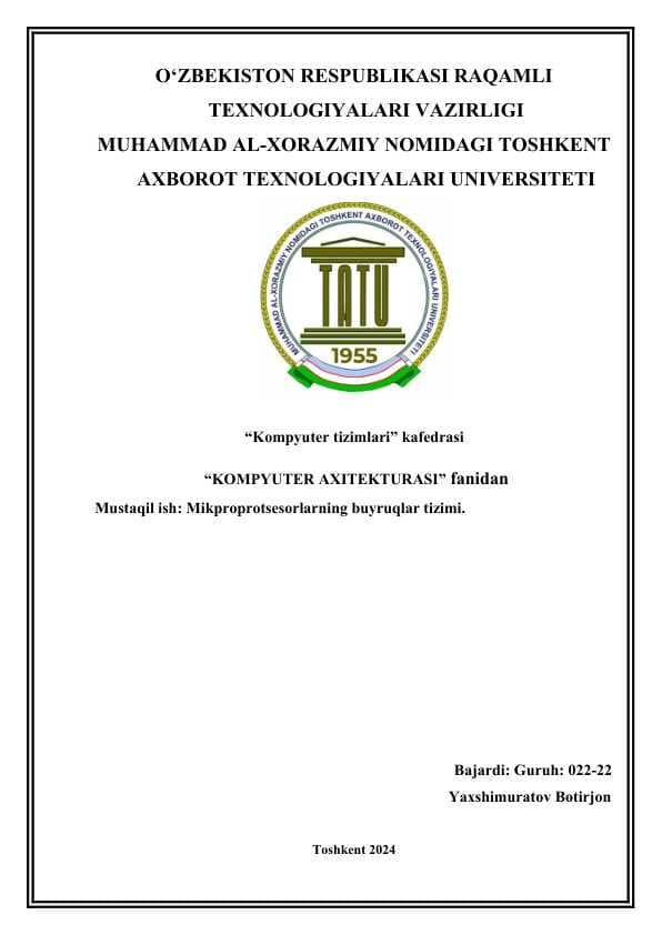 Mikproprotsesorlarning buyruqlar tizimi