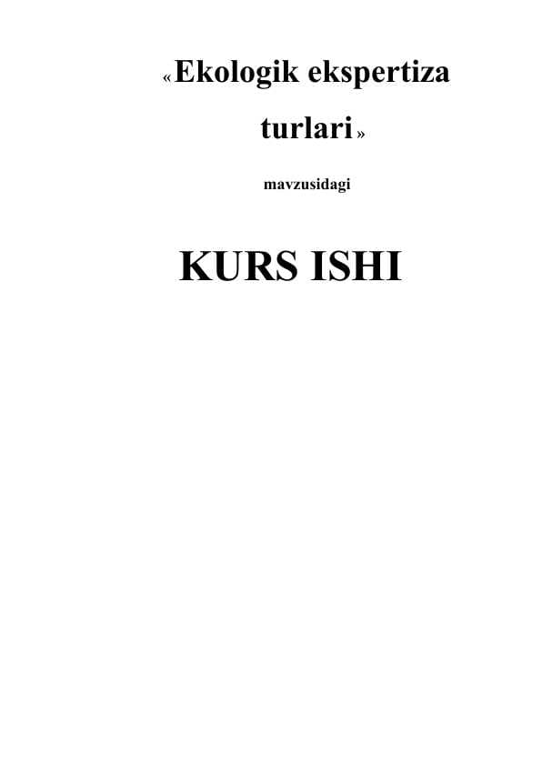 Ekologik ekspertiza turlari
