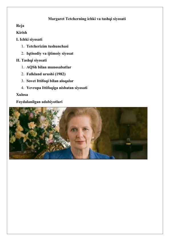 Margaret Tetcherning Ichki va Tashqi Siyosati 25