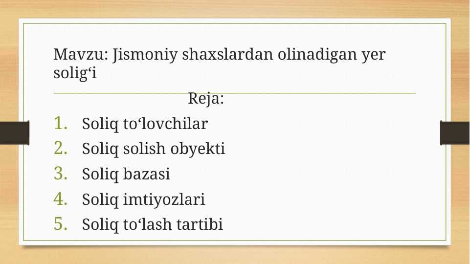 Jismoniy shaxslardan olinadigan yer solig‘i