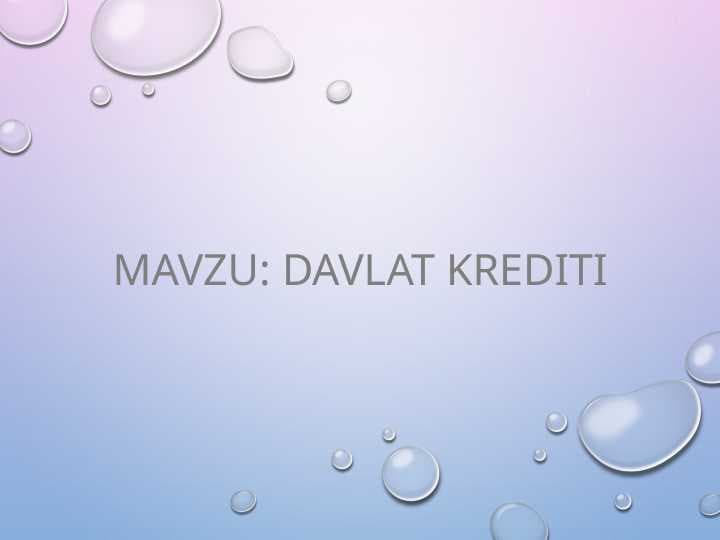 DAVLAT KREDITI