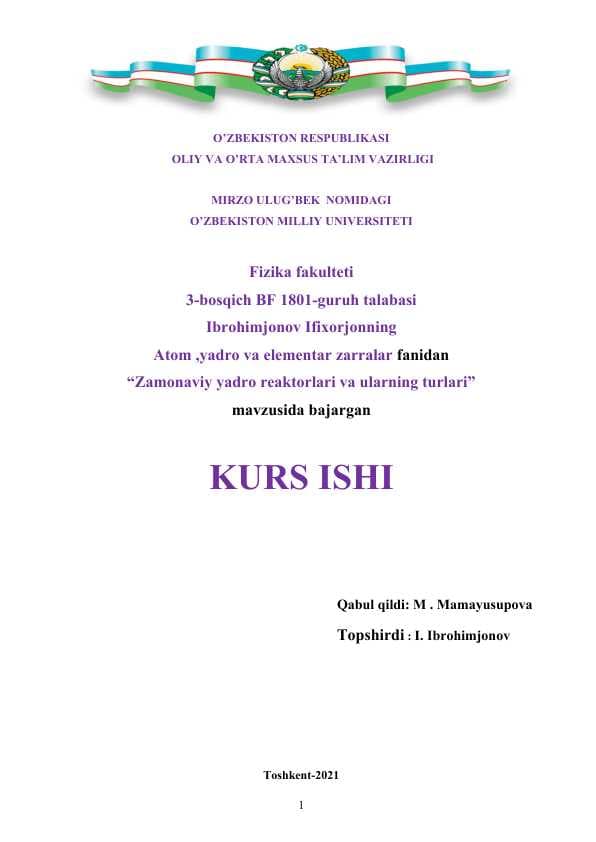 Zamonaviy yadro reaktorlari va ularning turlari