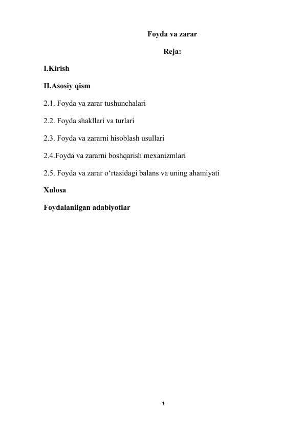 Foyda va zarar