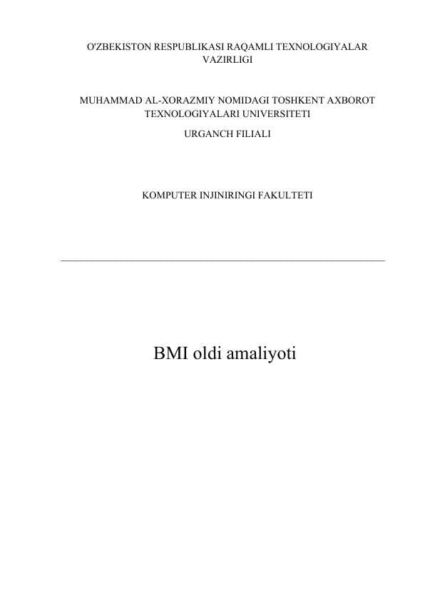 amaliyot Hisobot BMI IT Park uchun