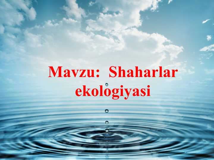 Shaharlar ekologiyasi