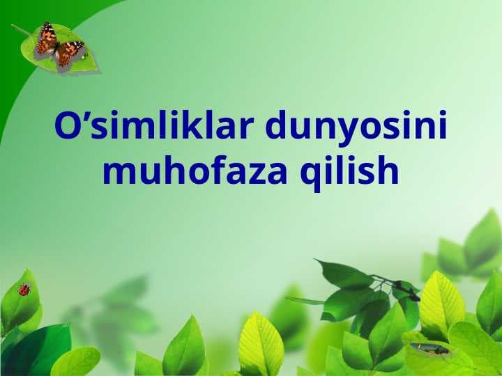 O’simliklar dunyosini muhofaza qilish